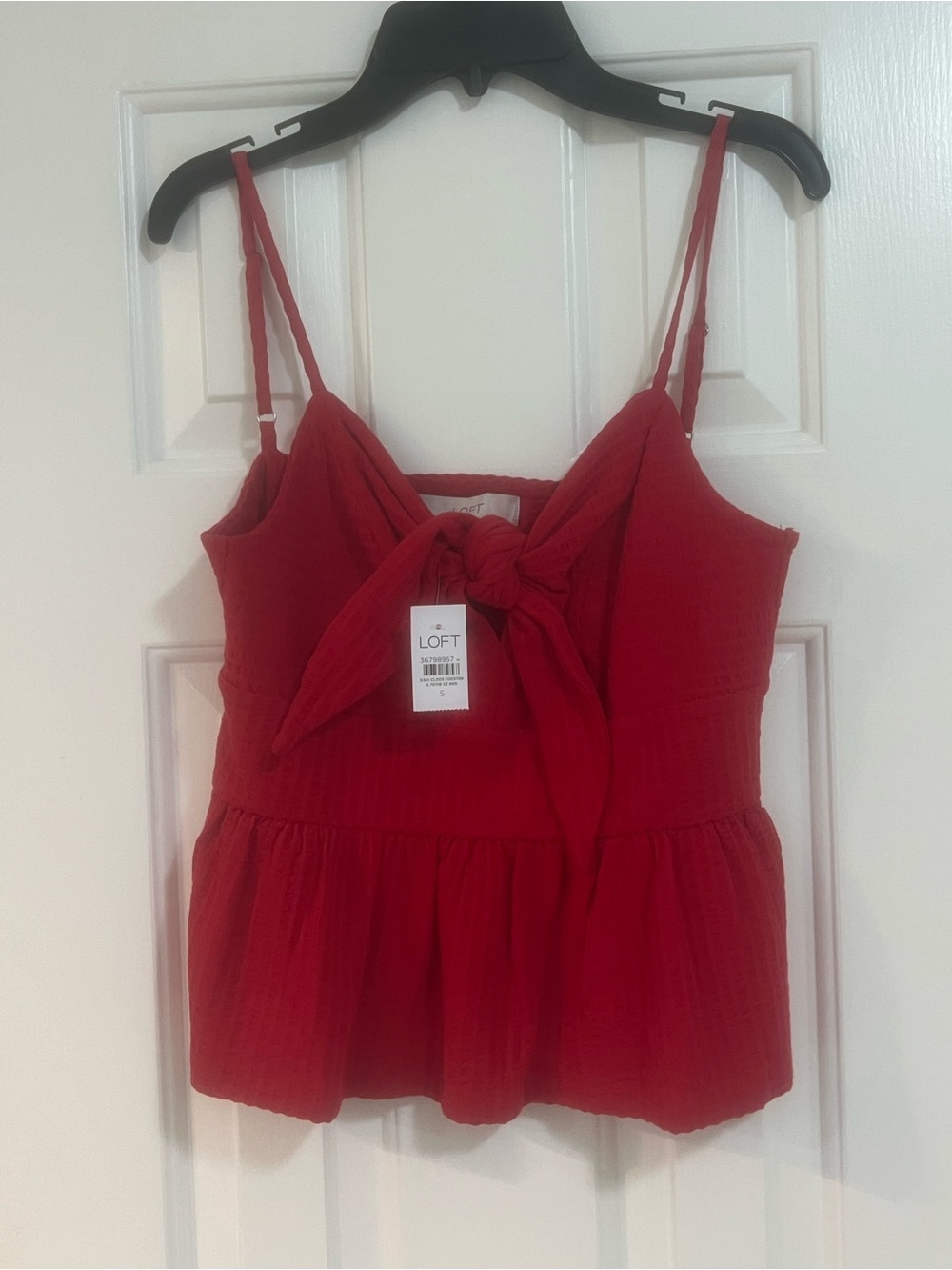 LOFT Red Tie-Front Peplum Cami